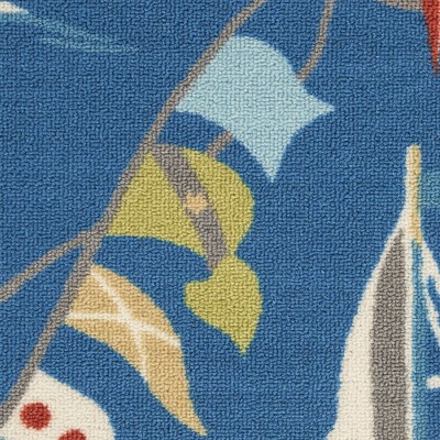 Nautical Blue Synthetic Rectangular Outdoor Area Rug
