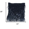 HomeRoots 20" Navy Blue Textured Throw Pillow with Fringe - 3 of 4