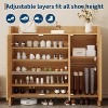 41" Rattan Shoe Storage Cabinet,Farmhouse Entryway Shoe Rack Organizer Cabinet with Doors & Adjustable for Hallway Living Room - 3 of 4
