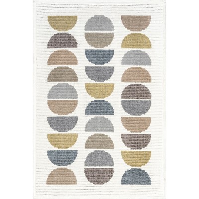 Nuloom Leyla Half Colorful Circles Kids Indoor Area Rug