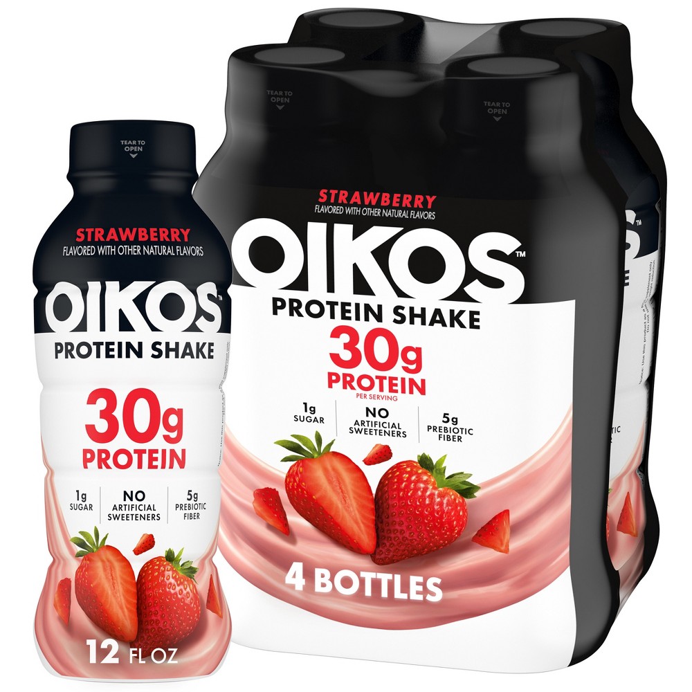 OIKOS Strawberry Non-Caffeinated Protein Shakes 30gm Protein - 4pk/48 fl oz