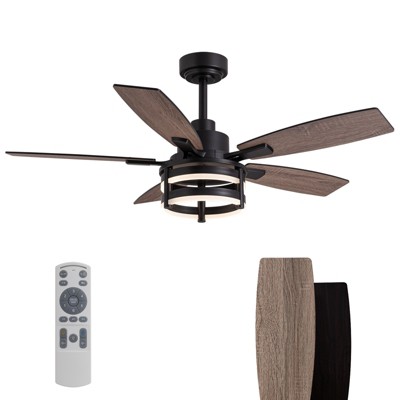 Siljoy 46-in Farmhouse Ceiling Fan with Light and Remote Control Include Use LED for Indoor and Out door
