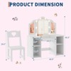 Kids Vanity with Lights, Makeup Table and Chair Set with Detachable Tri-Folding Mirror & Storage Cabinet for Toddler Girls Dressing Table - 3 of 4