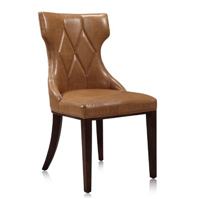 Reine Saddle Faux Leather Wing Back Dining Chair Set
