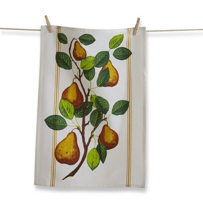 TAG Orchard Pear All Over Pear on Vine Print on White Background Cotton   Kitchen Dishtowel 26L x 18W in.