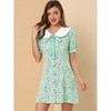 Allegra K Women's Peter Pan Collar Flowy Short Sleeve Ruffle Summer Floral Shirt Dress - 3 of 4