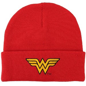 Wonder Woman Logo Knit Beanie for Men and Women, Red - 1 of 4