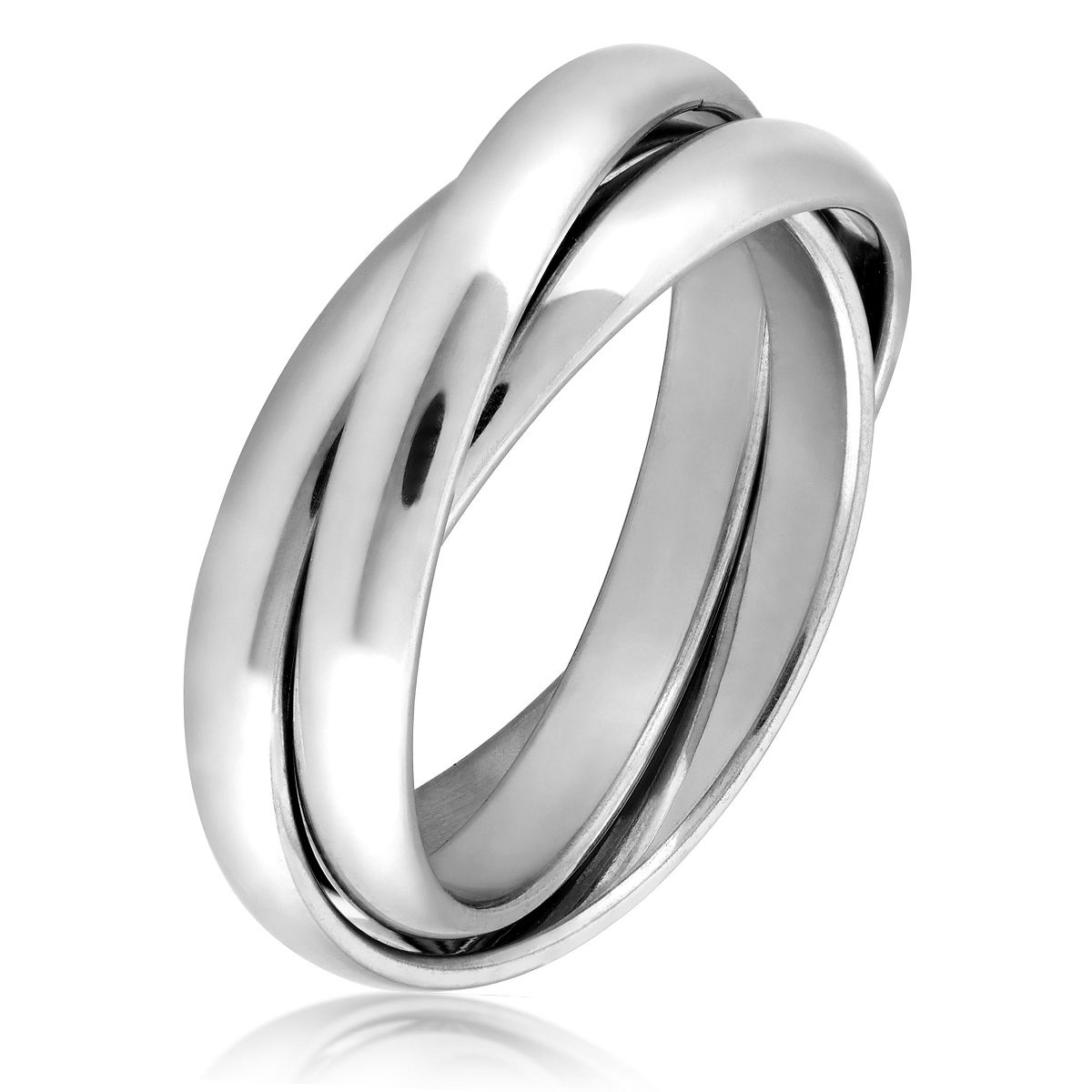 Women's Polished Intertwined Triple Steel Ring - West Coast Jewelry