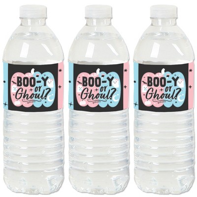 Big Dot of Happiness Boo-y or Ghoul - Halloween Gender Reveal Party Water Bottle Sticker Labels - Set of 20