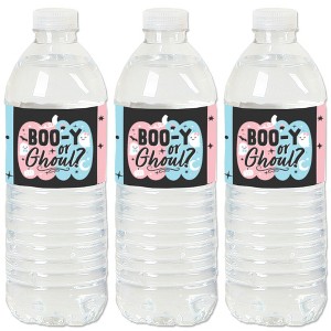 Big Dot of Happiness Boo-y or Ghoul - Halloween Gender Reveal Party Water Bottle Sticker Labels - Set of 20 - 1 of 4