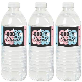 Big Dot of Happiness Boo-y or Ghoul - Halloween Gender Reveal Party Water Bottle Sticker Labels - Set of 20