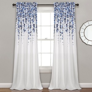 Home Boutique Weeping Flower Light Filtering Window Curtain Panels Navy/Blue Set 52X95+2 - 1 of 1