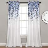 Home Boutique Weeping Flower Light Filtering Window Curtain Panels Navy/Blue Set 52X95+2