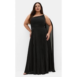 plus size black one shoulder dress CITY CHIC | Eloura Pleat Maxi - Crafted from black material hide-price Sexy Low Cut Luxury Color:Crystal Pink