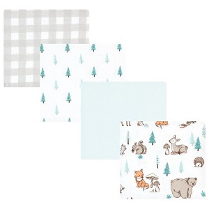 Hudson Baby Cotton Flannel Receiving Blankets, Neutral Woodland Pals, One Size - 1 of 4