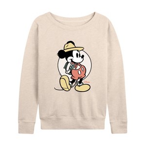 Women's - Disney - Mickey Mouse Lightweight French Terry Wide Neck Long Sleeve Shirt - 1 of 4