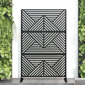 47-inches W x 72-inches H Black Galvanized Sheet Screen Outdoor and lndoor Divider for Balcony Patio Garden Room Divider (Mountain Type) - 1 of 4