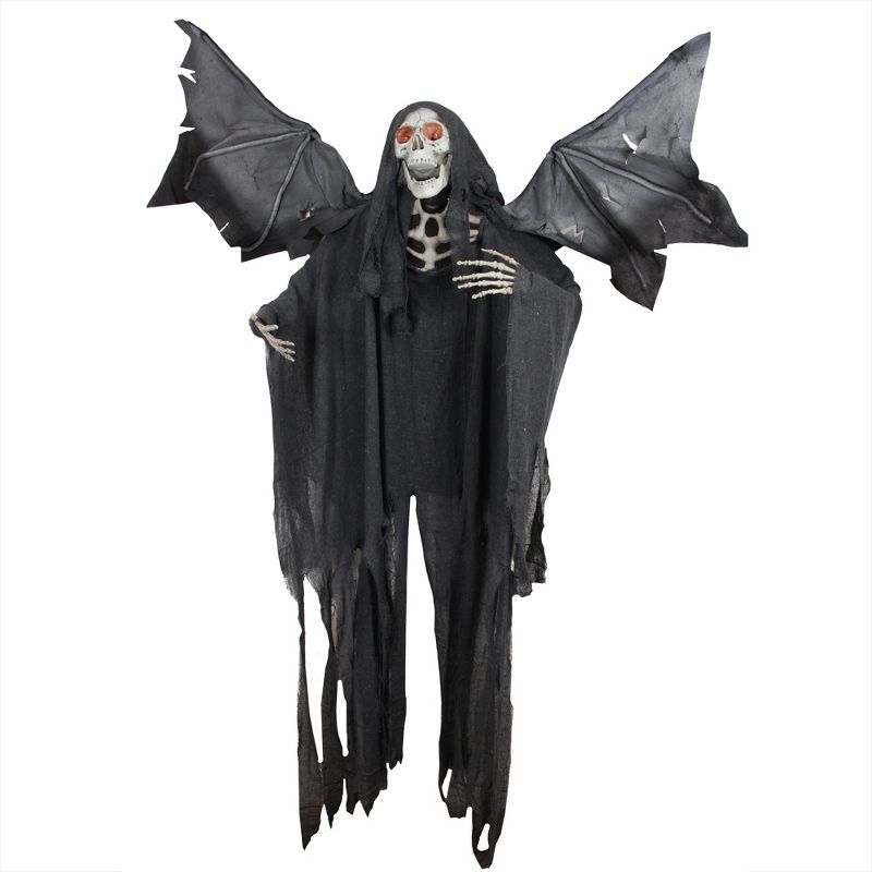 Northlight 5.25' Sonic Skeletal Reaper with Wings and Red Eyes Halloween Decoration - Black/Red, 1 of 4
