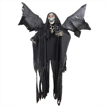 Northlight 5.25' Sonic Skeletal Reaper with Wings and Red Eyes Halloween Decoration - Black/Red