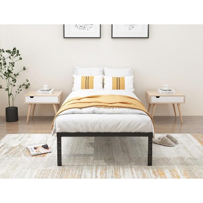 Heavy Duty Metal Platform Twin Bed Frame 74.6"L x 37.5"W x 14"H 2000lbs Capacity Underbed Storage Easy Assembly Black Finish No Box Spring Required