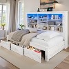 AMERLIFE Daybed with Bookcase Headboard, USB-C Charging, RGB Lights & 3 Drawers - 3 of 4