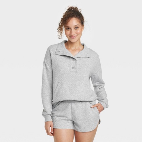 Women's Beautifully Soft Short Sleeve Notch Collar Top And Pants Pajama Set  - Stars Above™ Heathered Gray Xl : Target