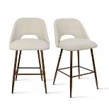 26 inches Edwin Upholstered Counter Height Stool (Set of 2) Walnut Leg-The Pop Maison