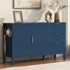 Okak Modern 3-Drawer & 2-Door Wave-Pattern Sideboard Storage Cabinet for Dining Room,Kitchen Pantry Cabinets with Hooks & Extra Center Leg - 2 of 4
