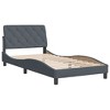 vidaXL Twin XL Velvet Bed Frame with Headboard - Dark Gray, Modern Design, Plywood Slats, Headboard Cushion Included, 39.4"x79.9" - 2 of 4