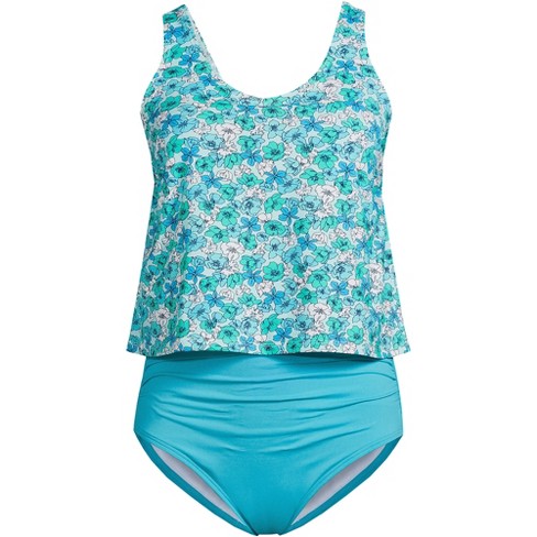 Lands' End Women's Chlorine Resistant Zip Front Tankini Swimsuit