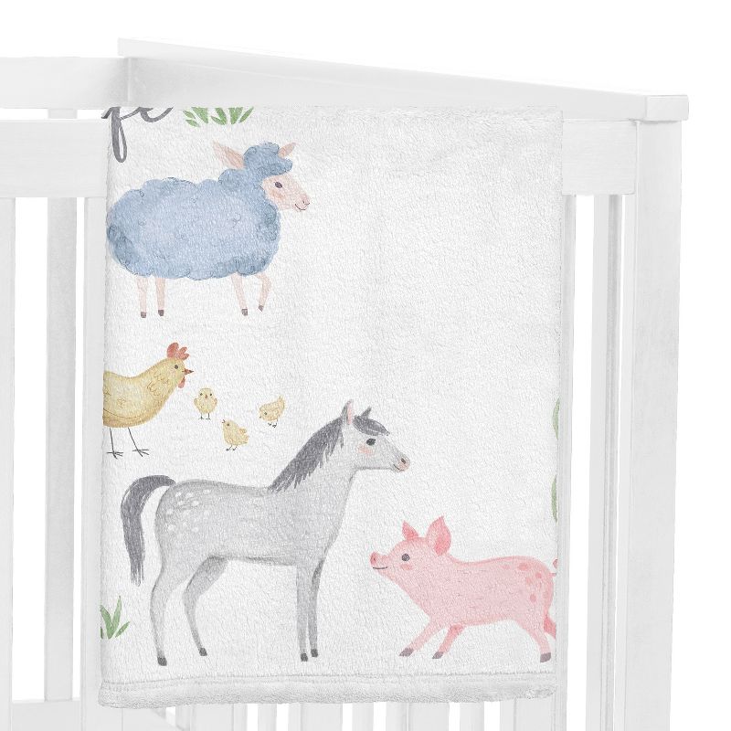 Sweet Jojo Designs Boy or Girl Gender Neutral Unisex Milestone Swaddle Baby Blanket Farm Animals, 3 of 7