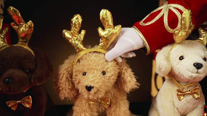 FAO Schwarz Cheers 4 Antlers Golden Mutt 12&#34; Stuffed Animal with Removeable Wear-and-Share Ears, 2 of 9, play video