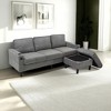 Racxily Grey 3 seat Sofa with Storage Ottoman for Living Room Apartment Bedroom, Sectional Couch, L Shaped Bench with Footrest, a Individual Storage - 3 of 4