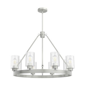 Hunter 32" Hartland Ceiling Light Brushed Nickel 8-Bulb Chandelier with Clear Seeded Glass Shades - 1 of 1