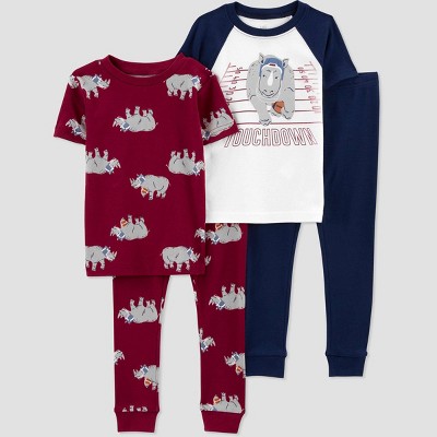 Carter's Just One You® Toddler Boys' 4pc Rhino Football Pajama Set - Burgundy