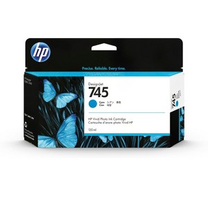 HP Inc. 745 130-ml DesignJet Cyan Ink Cartridge, F9J97A - 1 of 4
