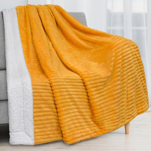 Pavilia Soft Thick Fleece Flannel Ribbed Striped Throw Blanket