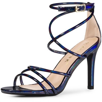 Allegra K Women's Open Toe Strappy Buckle Straps Stiletto Heel Sandals