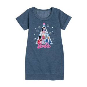 - Barbie - Holidays & Christmas Graphic Short Sleeve Fleece Dress - 1 of 4