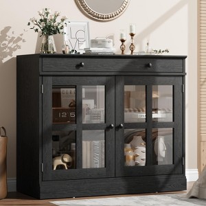35.4" Sideboard Buffet Cabinet with Glass Door, Storage Cabinet with Drawer, Buffet & Sideboard for Dining Room, Kitchen, Living Room - 1 of 4