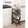 VASAGLE Slim Rolling Cart, 4-Tier Storage Cart, Narrow Cart with Handle, 8.7 Inches Deep, Metal Frame, Rustic Brown and Classic Black - 2 of 4