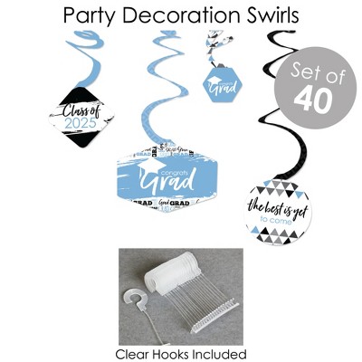 Light Blue and Black Graduation Party Decoration Kit - 387 Pieces