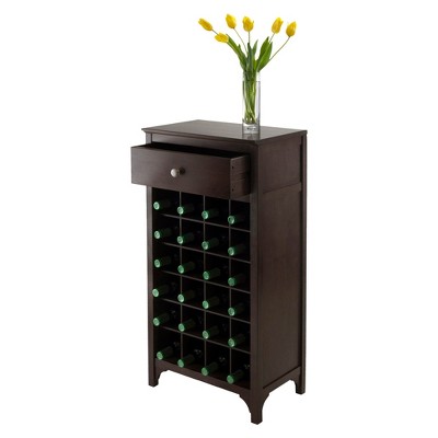 Espresso 24-Bottle Wine Cabinet with Drawer