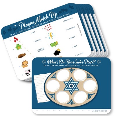 Big Dot of Happiness Happy Passover - 2-in-1 Pesach Jewish Holiday Party Cards - Activity Duo Games - Set of 20