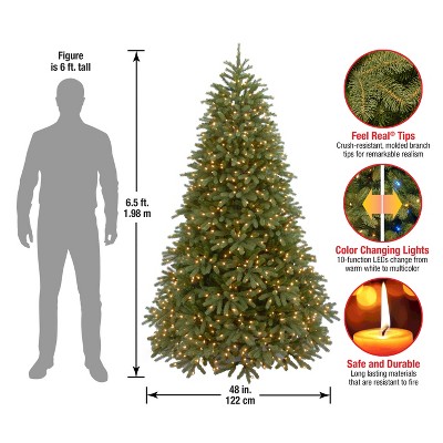 6.5' Green Fir Artificial Christmas Tree with Dual Color LED Lights