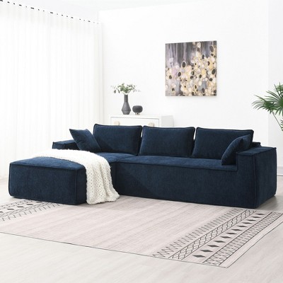 NicBex Couches for Living Room 111.5" Modular L Shape Sectional Sofa Couch Set Minimalist Style Chenille Upholstered Sleeper Sofa with Pillows