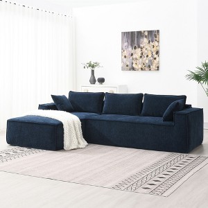 NicBex Couches for Living Room 111.5" Modular L Shape Sectional Sofa Couch Set Minimalist Style Chenille Upholstered Sleeper Sofa with Pillows - 1 of 4