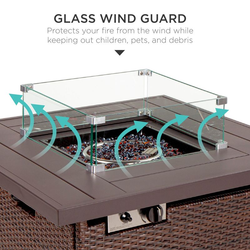 Best Choice Products 32in Fire Pit Table 50,000 BTU Outdoor Wicker Patio w/ Wind Guard, Glass Beads, Cover, 3 of 10
