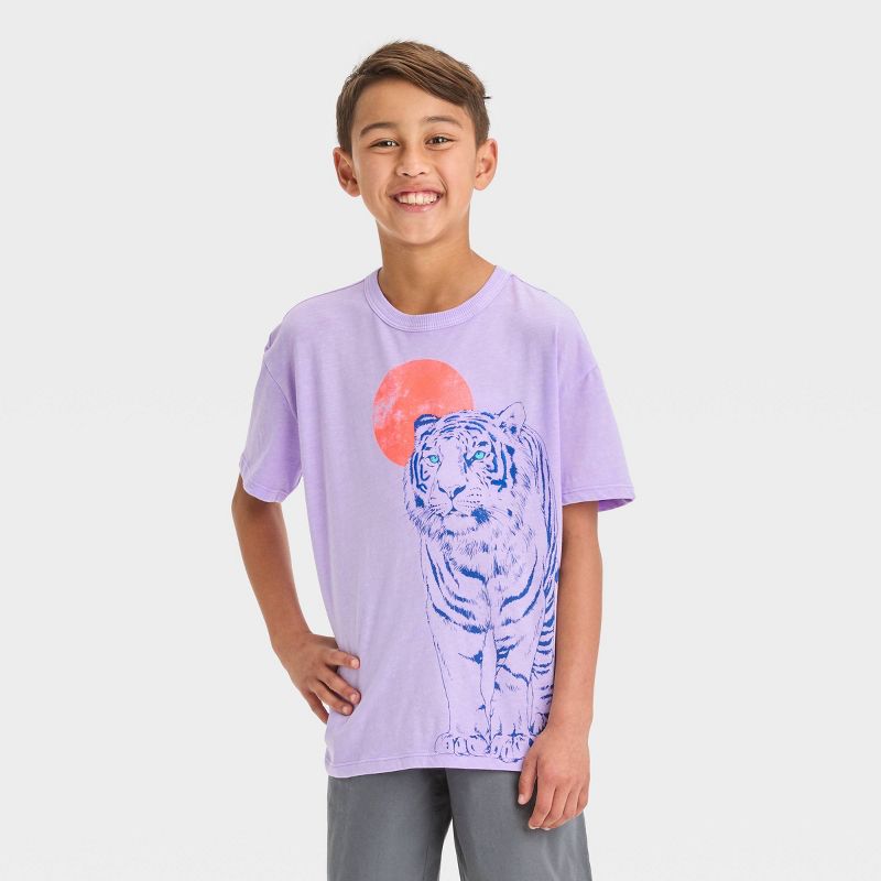 Boys' Short Sleeve Tiger Graphic T-Shirt - Cat & Jack™ Purple, 1 of 5