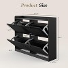 Large Shoe Storage Cabinet with 4 Flip Drawers, Narrow Shoe Rack Organizer for Entryway, Adjustable Shelves, Freestanding, Wooden Legs - 2 of 4